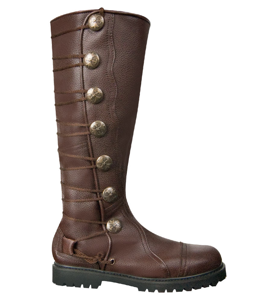 Men's Brown Leather Knee High Renaissance Boots
